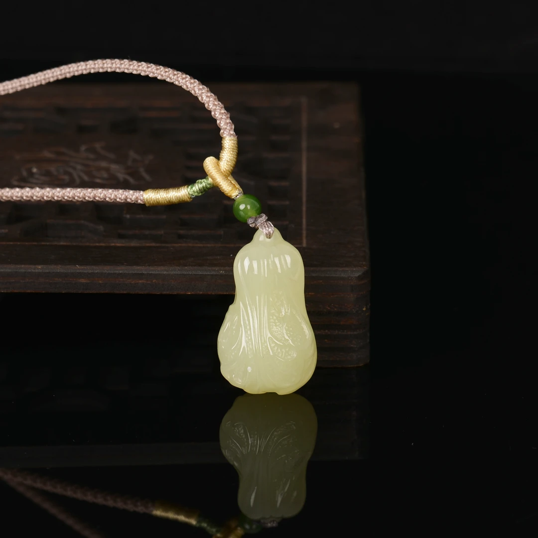 【熊总夫妇】新疆若羌和田玉黄玉白菜吊坠