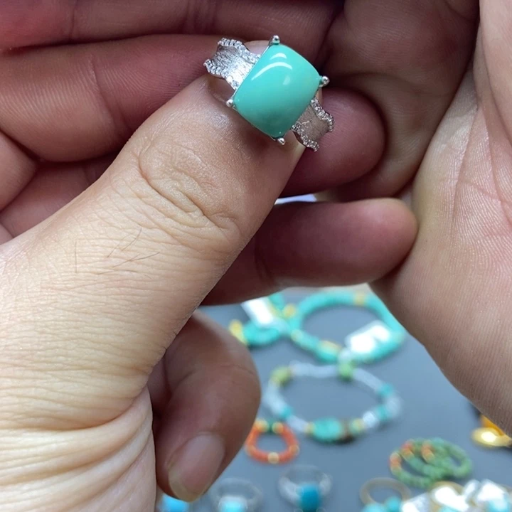 绿松石银S925镶嵌戒指