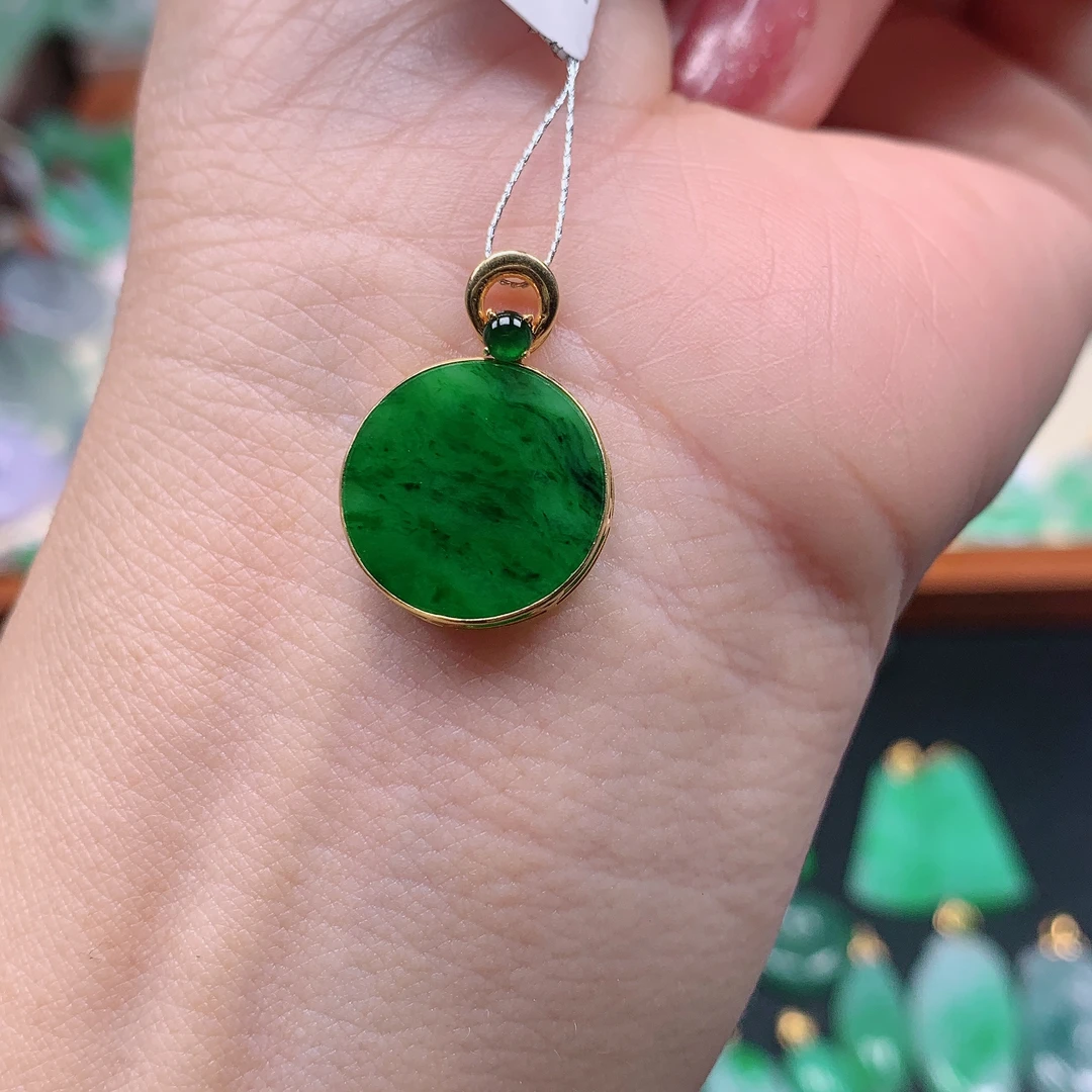 缅甸天然A货翡翠，绿无事牌，编号j/1208尺15-2:6