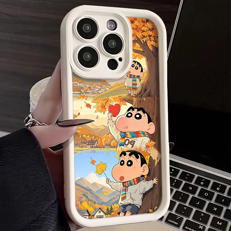 夕阳小新适用iphone17苹果手机壳1615promax金刚砂14软131211硅胶