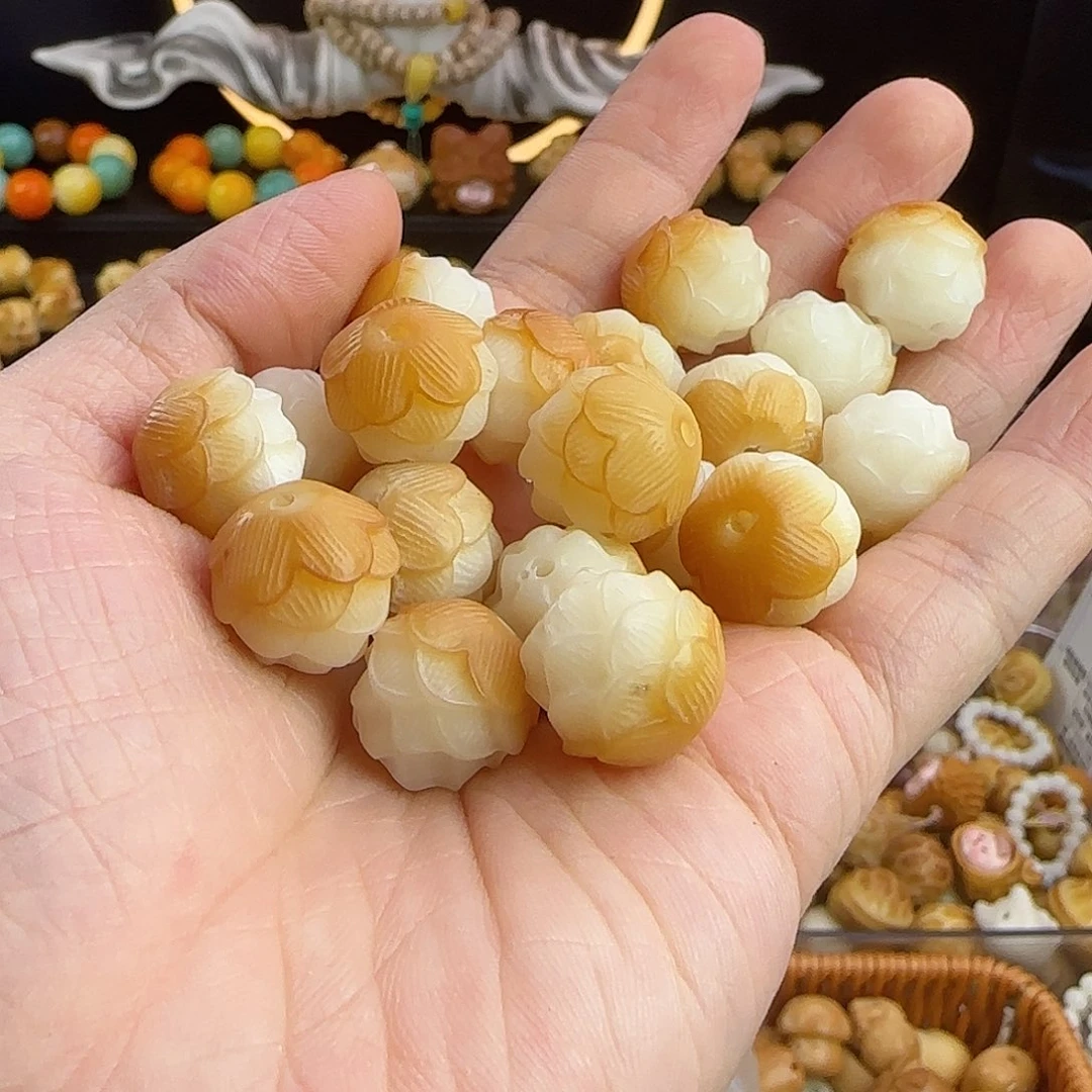 菩提根/象牙果吊坠瑕疵卡15炭烤渐变莲花20颗不挑瑕疵