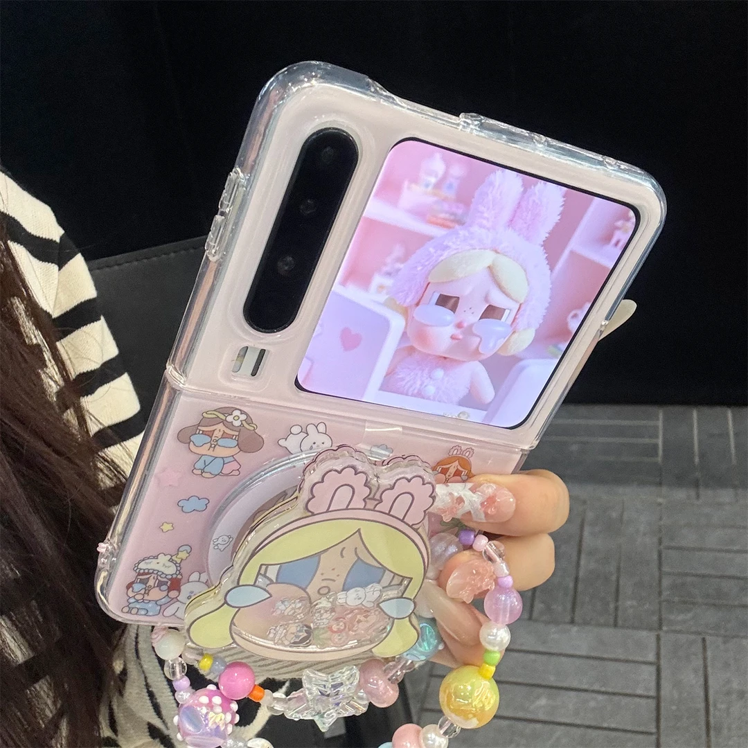 适用华为purax折叠屏手机壳可爱卡通PuraX女孩摇摇乐磁吸支架链条