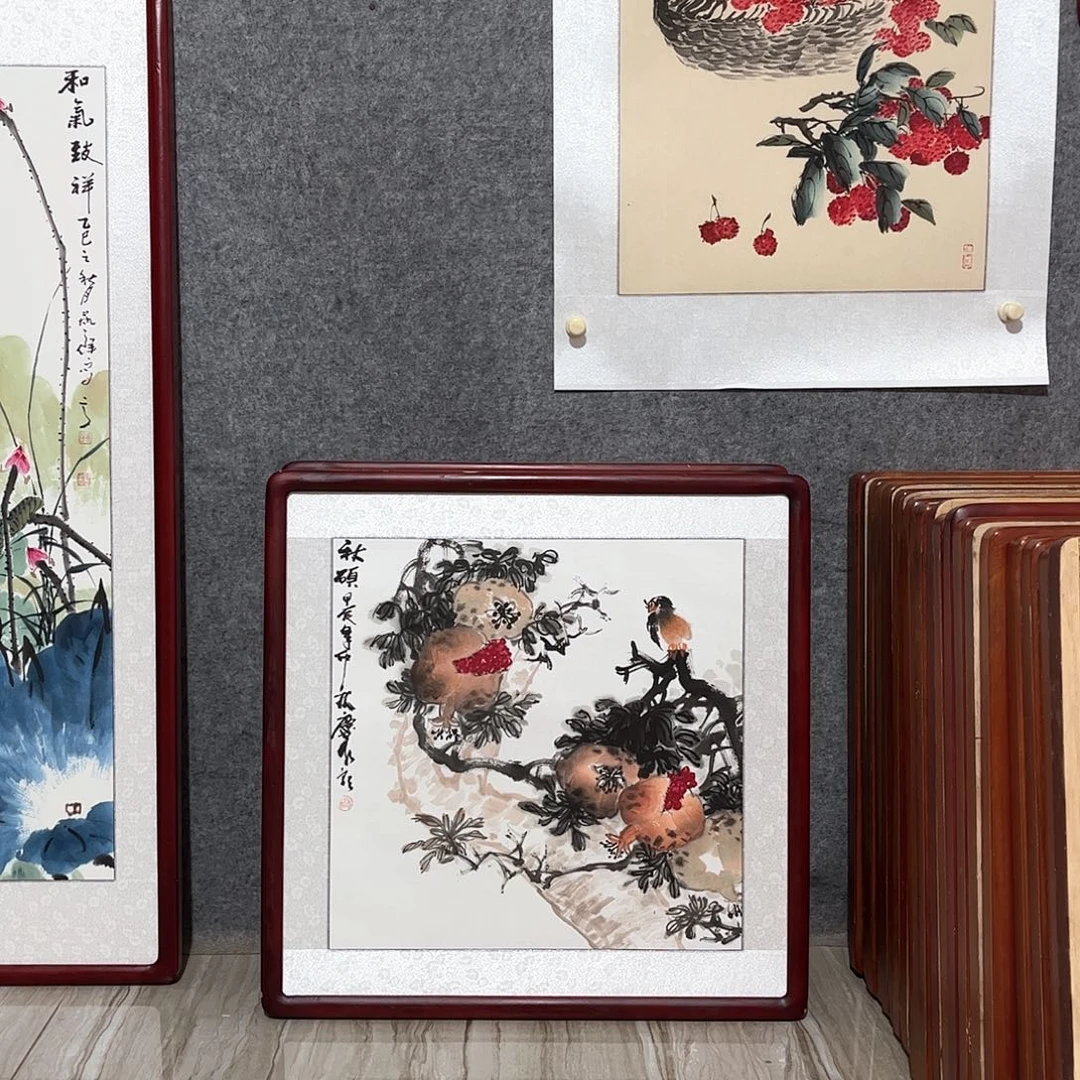 国画书画作品带框63×63
