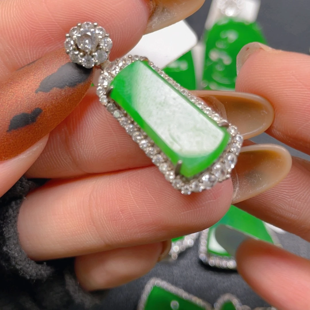 翡翠银S925镶嵌吊坠(不含链)