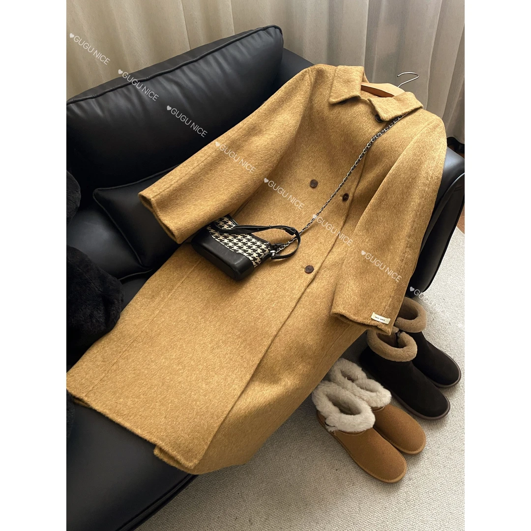 【古古】11.07新品 100澳毛双面中长款宽松慵懒百搭秋冬大衣G24194