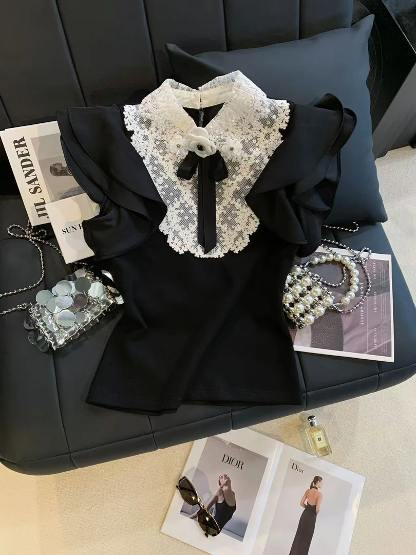 ZHOUYI/周一 2025新款夏季百搭上衣女设计感领带T恤时尚修身无袖