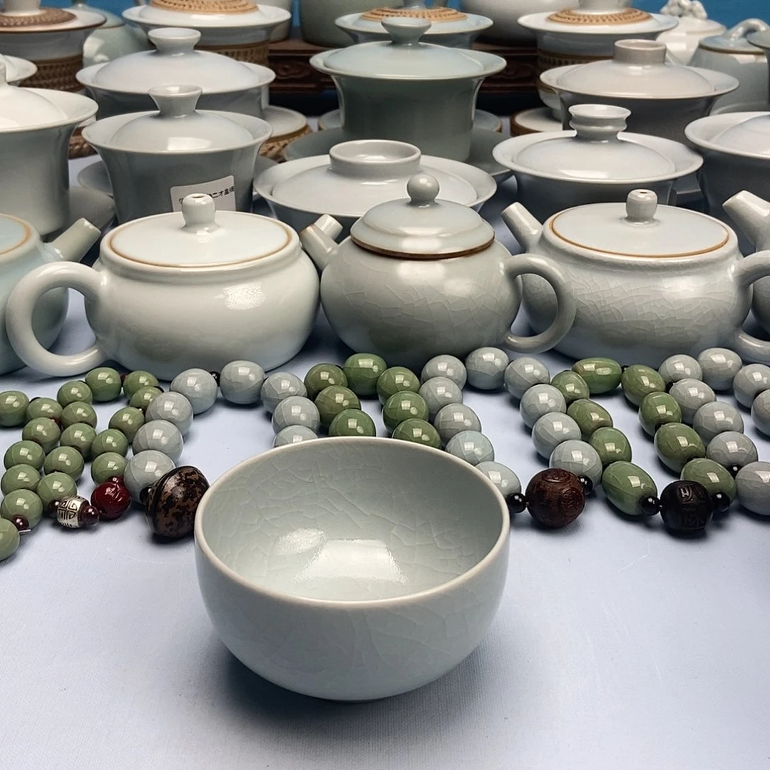 杯仿古月白罗汗杯原矿原釉原产地