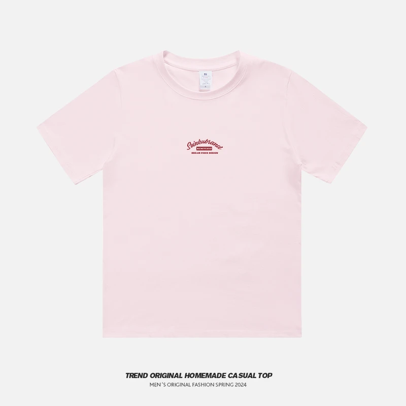 潮牌字母小花火短袖女夏季欧美街头小众百搭宽松纯棉粉色T恤上衣