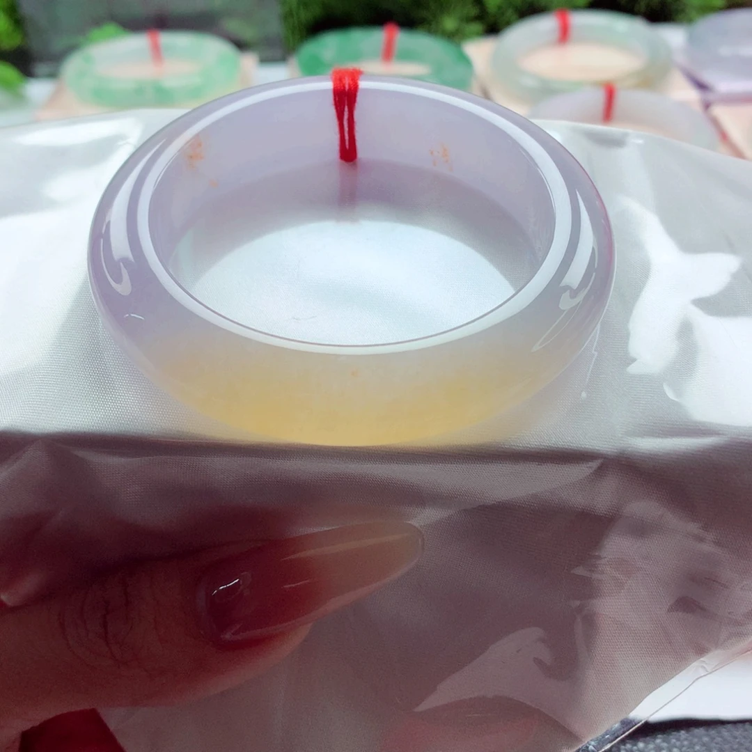 青***草翡翠未镶嵌手镯54.5绝美冰紫冰黄高货品质定金 敏