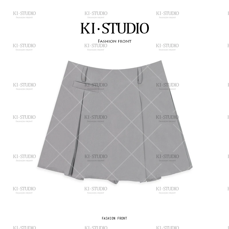 高腰简约半身裙欧美风防走光短裙显瘦A字短裙日系KI-1976