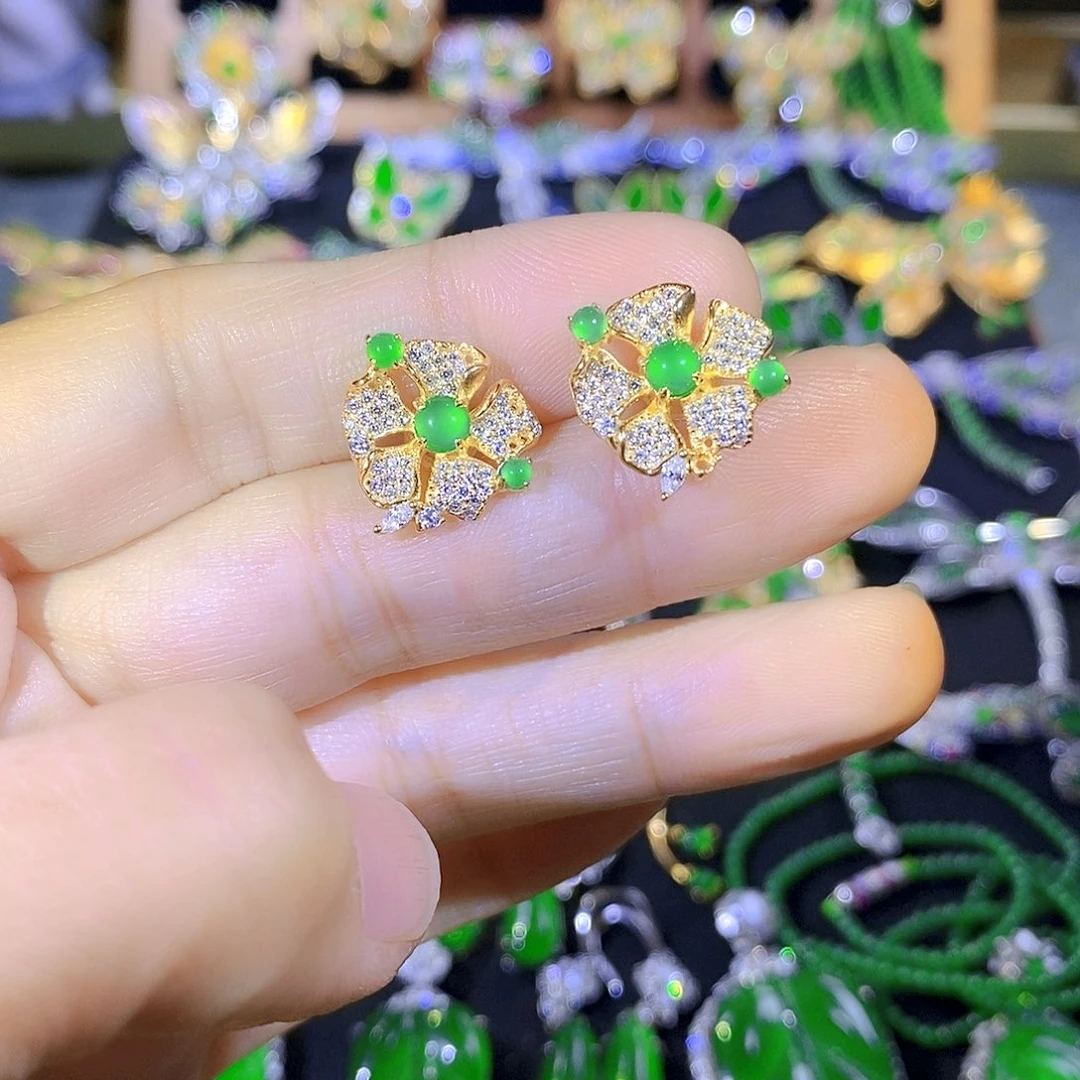 吊坠(不含链)银S925镶嵌翡翠