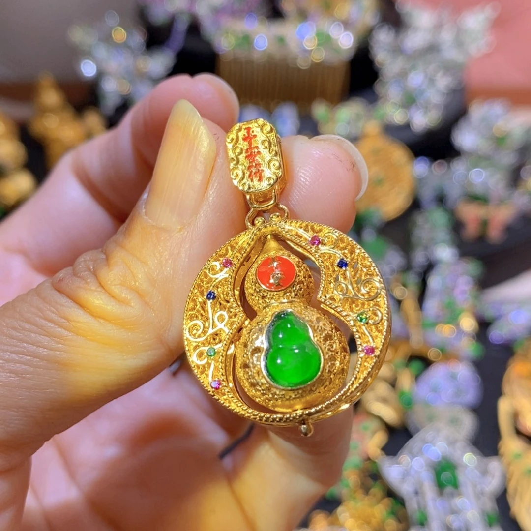 吊坠(不含链)银S925镶嵌翡翠