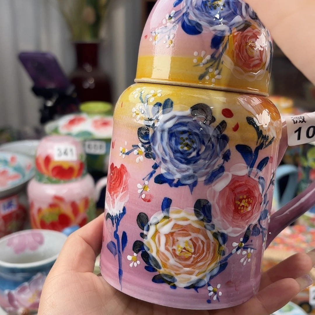 瓷片景德镇手绘高温釉下彩陶瓷茶具