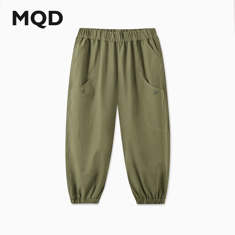 MQD童装男童裤子2025春新款学院风中大童运动裤工装裤子休闲裤