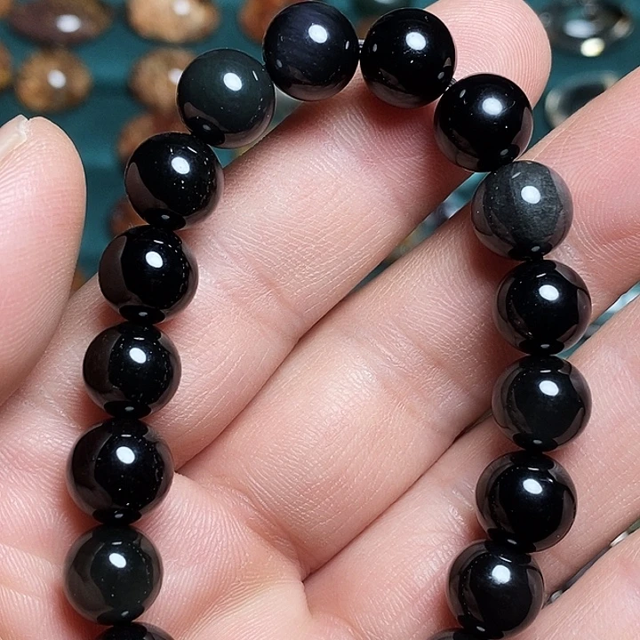 黑曜岩未镶嵌手串