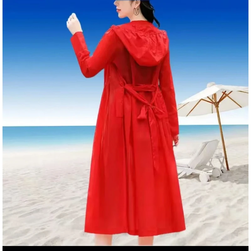 长款防嗮衣女2025夏新款韩版超仙时尚透气薄款风衣防晒服旅游外套