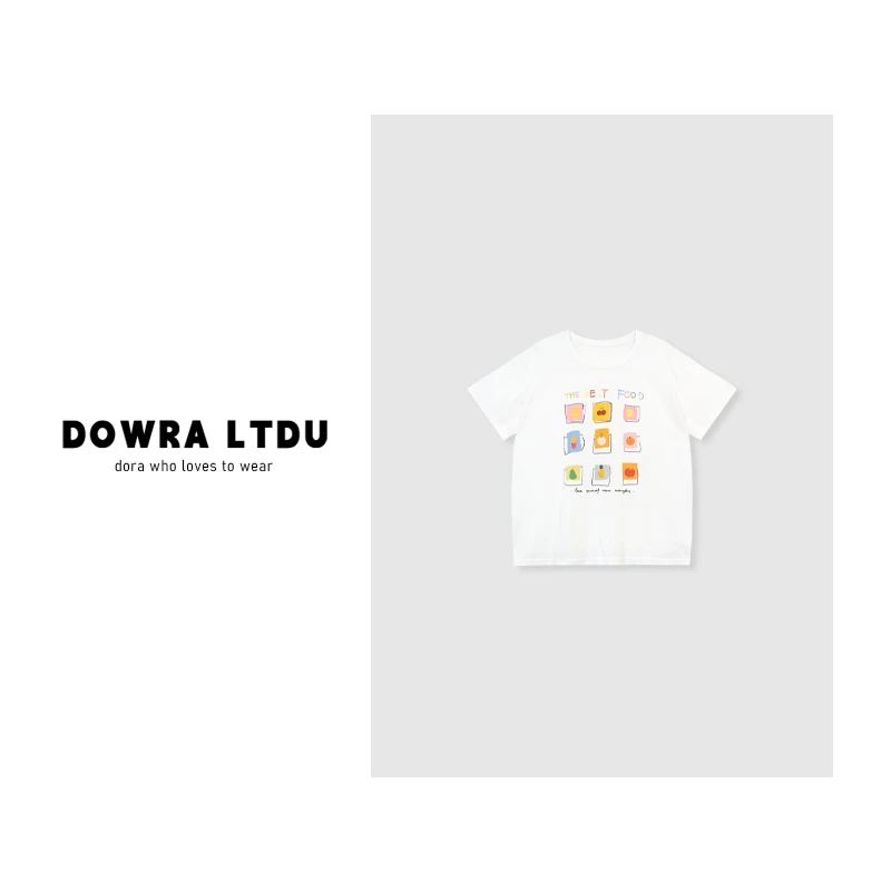 朵拉【魅力方糖】2025年夏季新款圆领水果雪花百搭T恤243-203