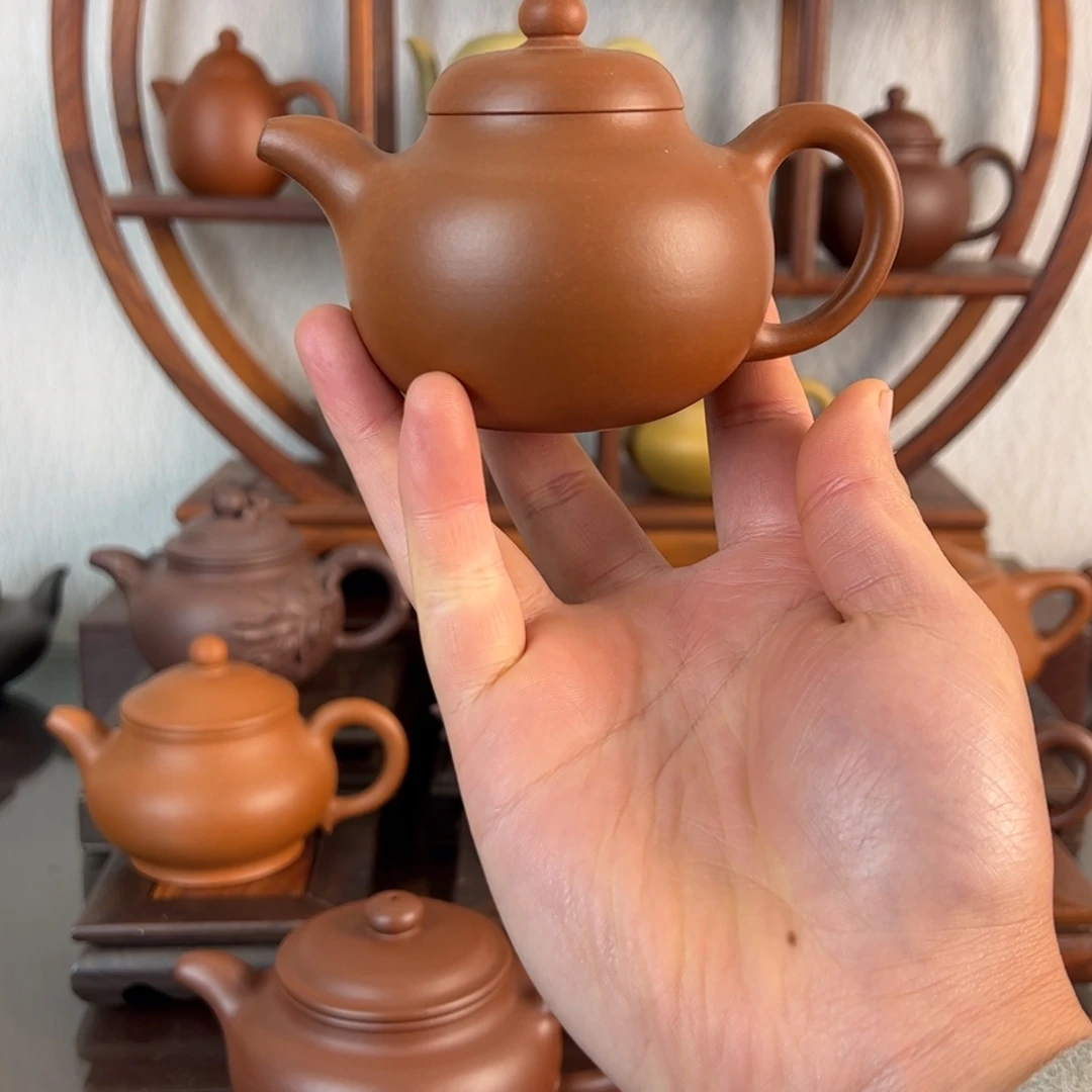 紫砂茶壶纯手工红皮龙柿圆180c