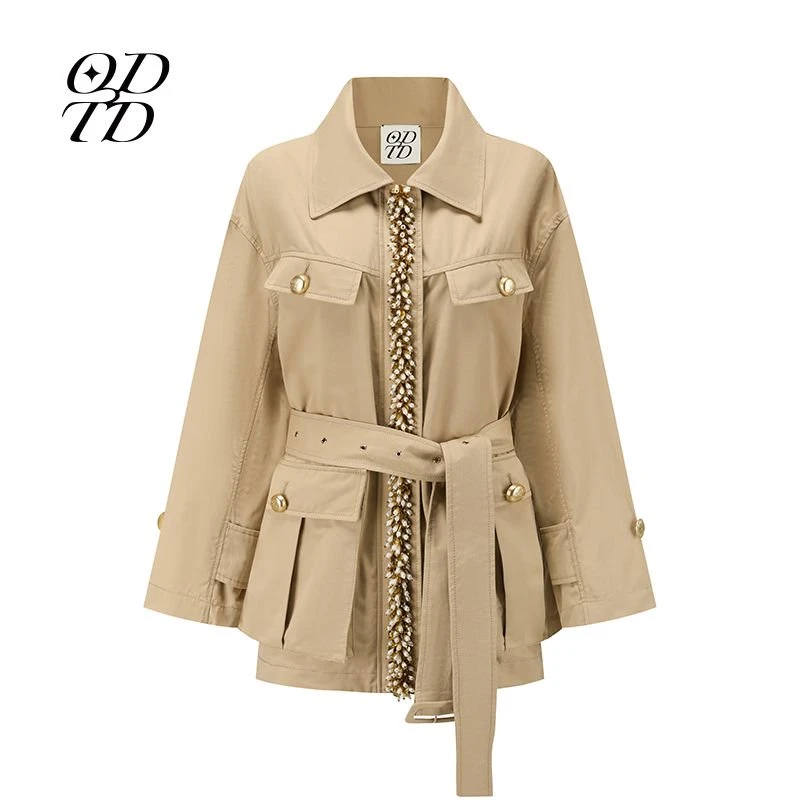 【ODTD】25春夏新款 珠串翻领无性别衬衫长袖外套