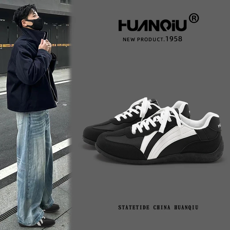 HUANQIU/环球叠穿时尚德训鞋子2025新款秋季简约休闲鞋百搭板鞋男