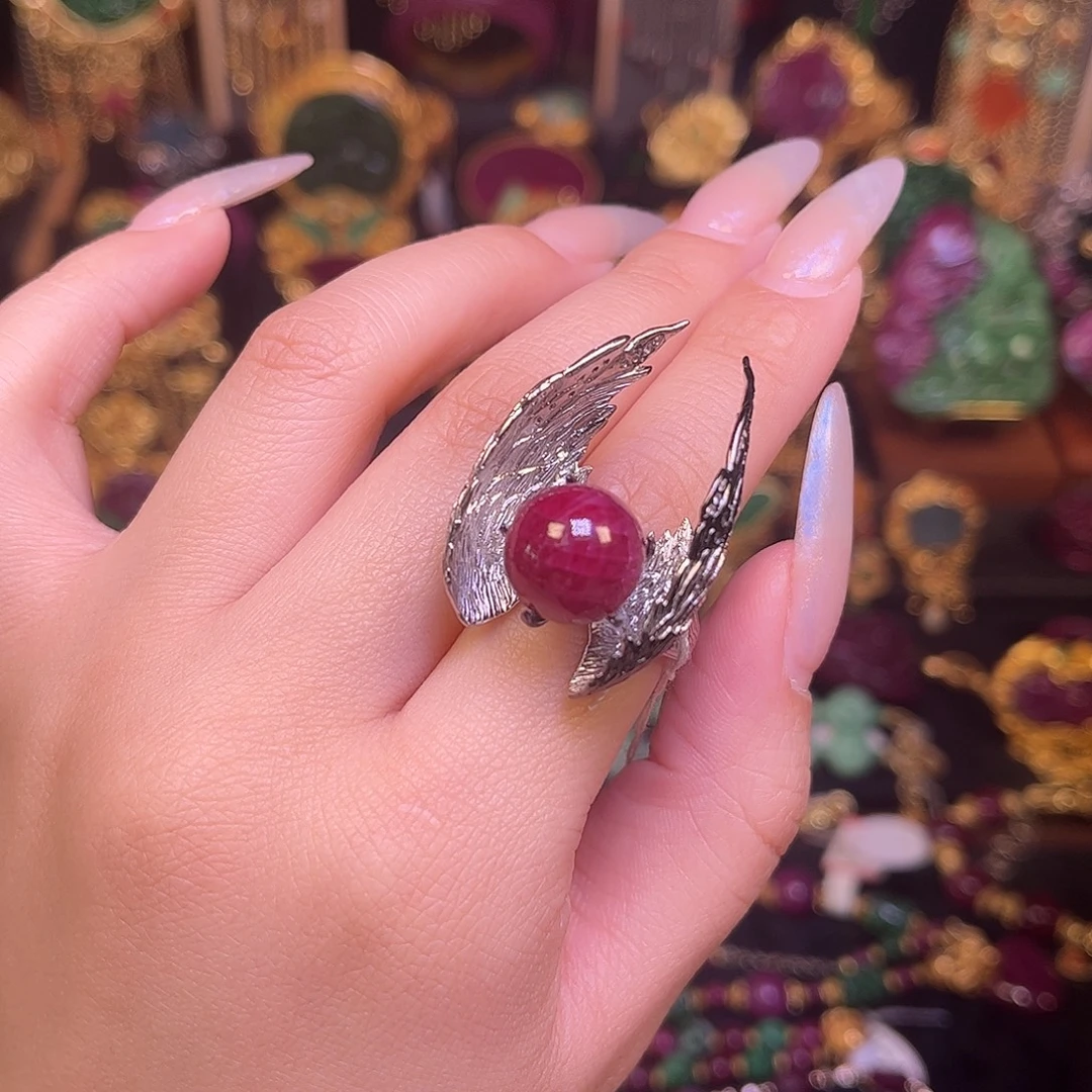 银S925镶嵌戒指红宝石