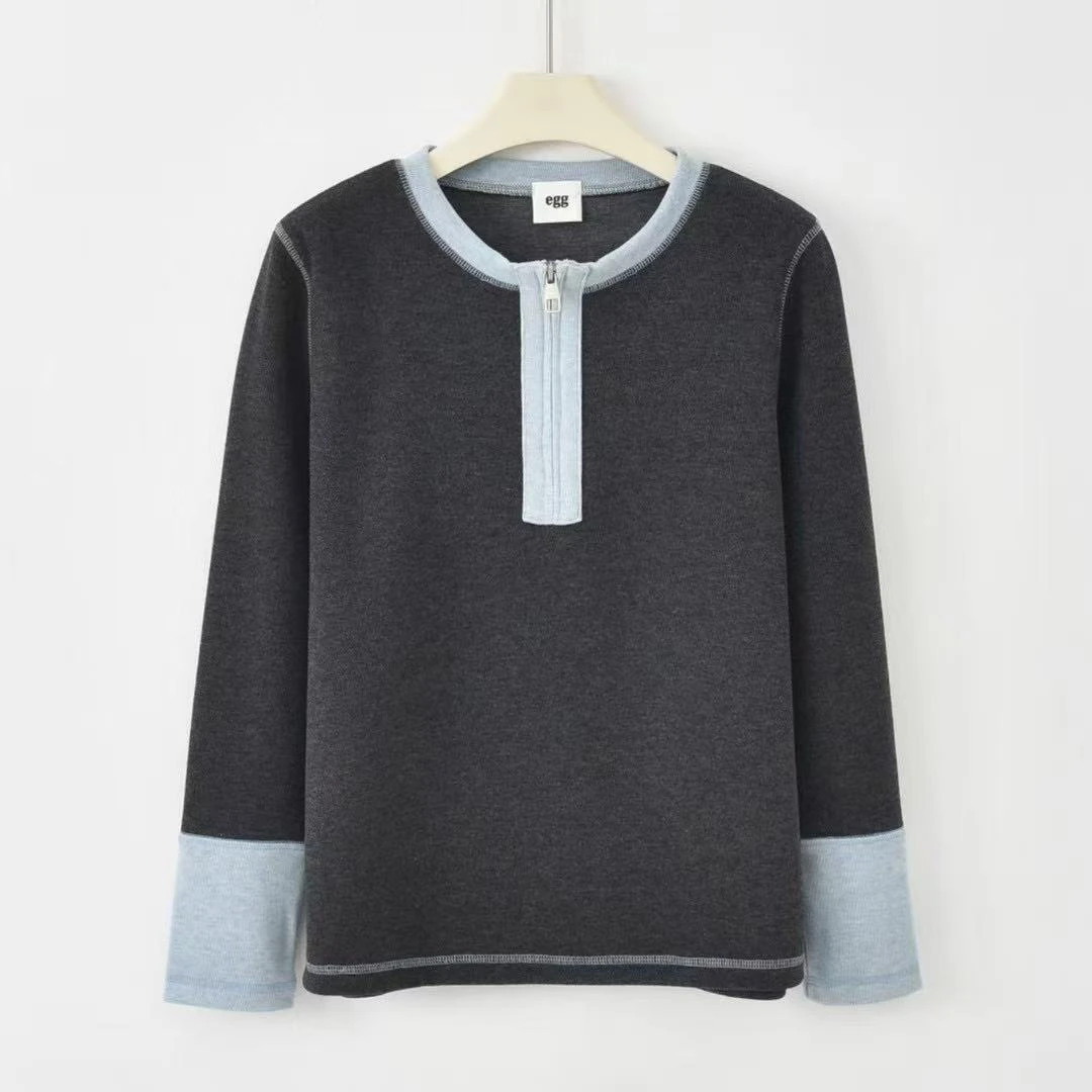 MT DISTORTION 半拉链拼色卫衣设计师款高品质女2025春季新款