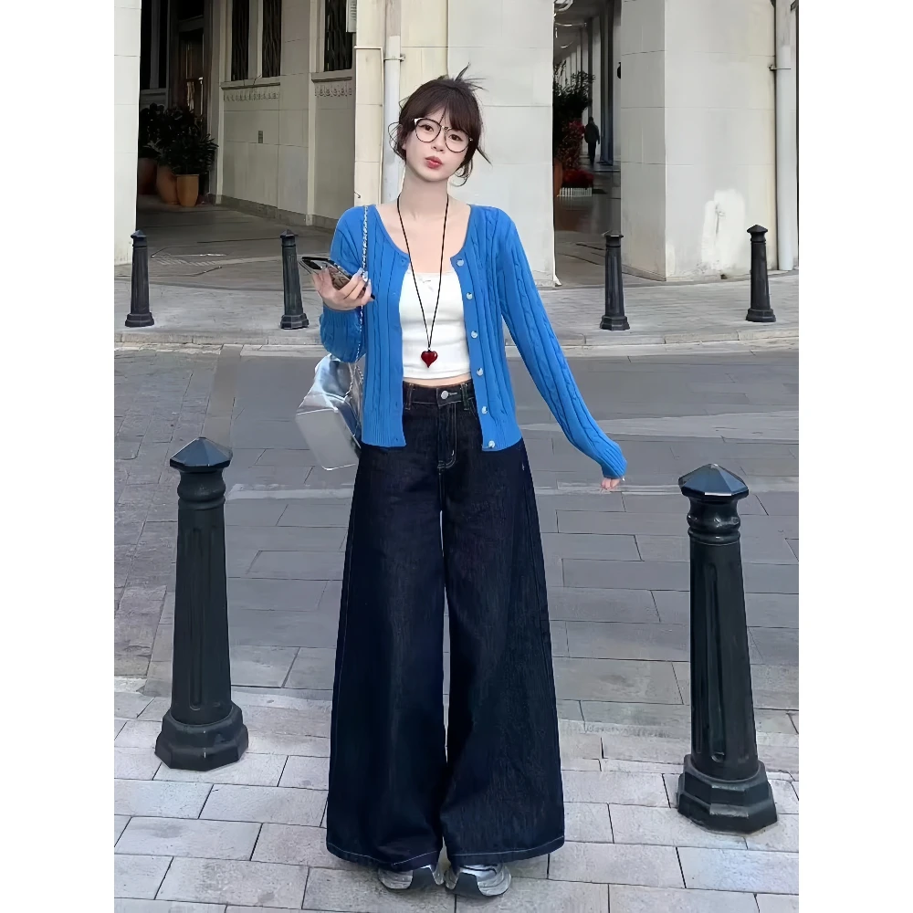 盐系轻熟两件套装2025秋季新款穿搭慵懒风针织衫外套牛仔裤套装潮