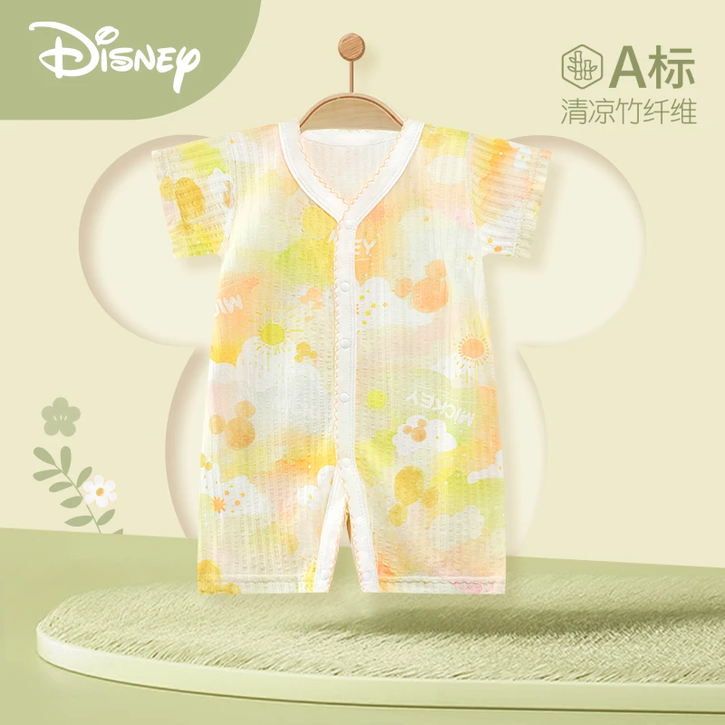 Disney/迪士尼婴儿连体衣竹纤维夏装新生儿衣服夏季短袖哈衣爬服