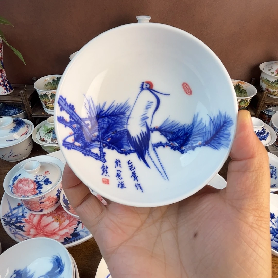 忠意堂釉下彩松鹤延年