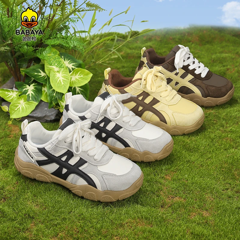 芭芭鸭秋季新款机能女板鞋百搭潮流运动鞋防滑童板鞋透气德训鞋