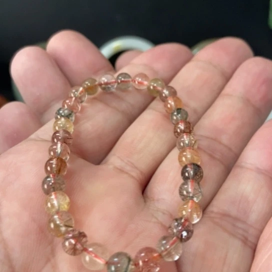 烟晶银S925镶嵌手串