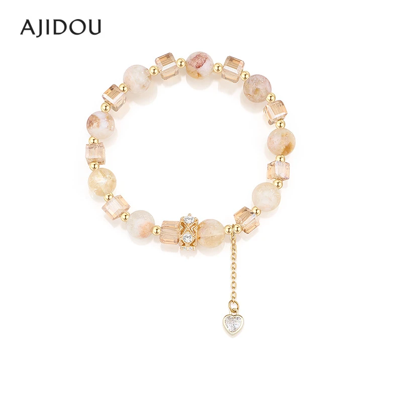 AJIDOU阿吉豆手链时尚百搭水晶手串天然黄色高级感串珠手饰品【CB】