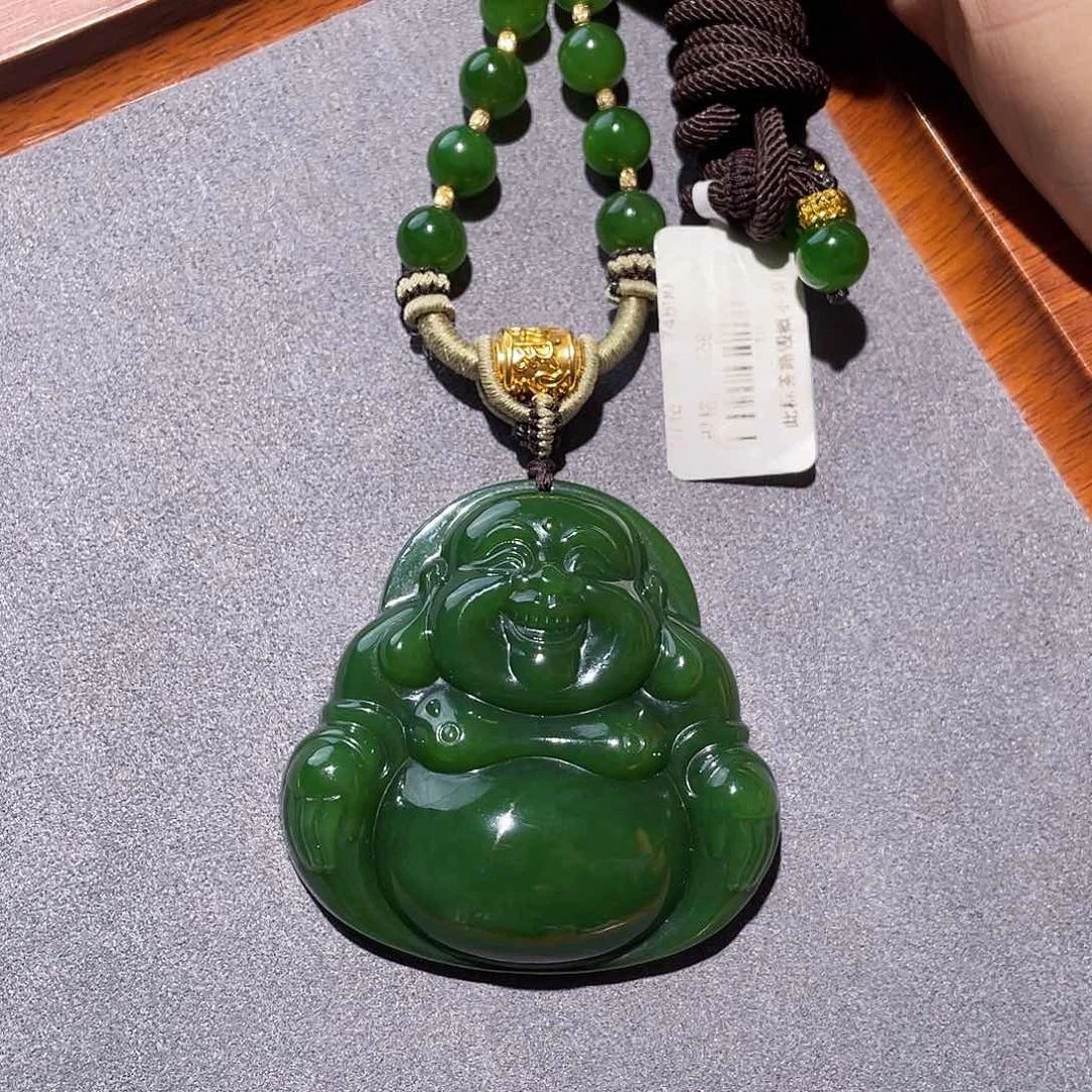 和田玉（碧玉）未镶嵌颈饰君**下碧玉佛公