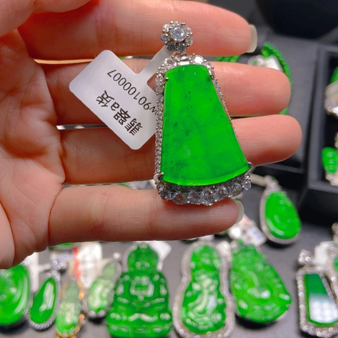 翡翠银S925镶嵌吊坠(不含链)