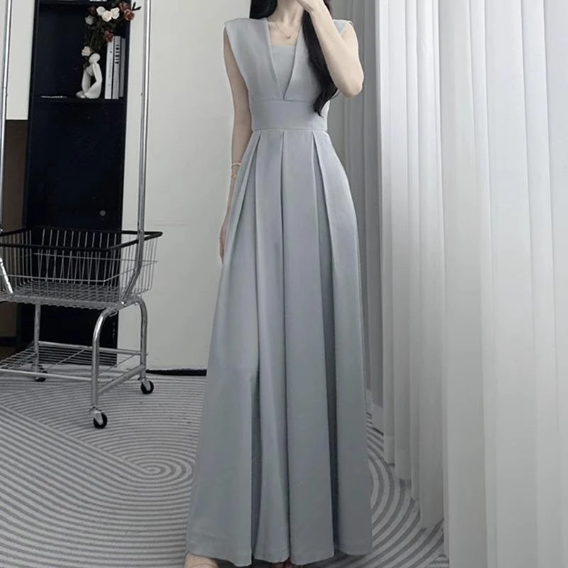 M187 法式赫本风夏季新款高级感气质高腰阔腿连体裤女