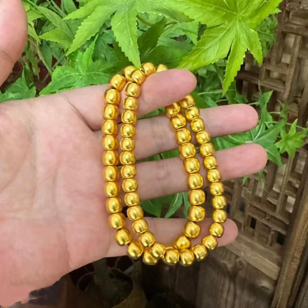 铜合金手链 新中式时尚百搭简约古法经典金色8mm老