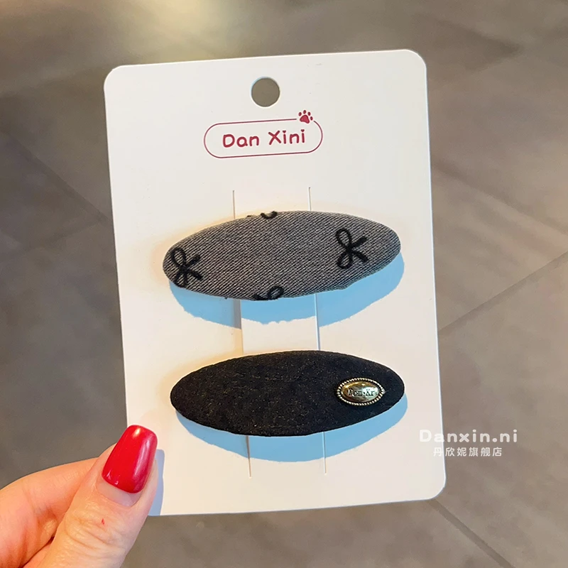 儿童韩版格雷系发夹女童小香风侧边刘海布艺BB发女孩新款洋气发卡