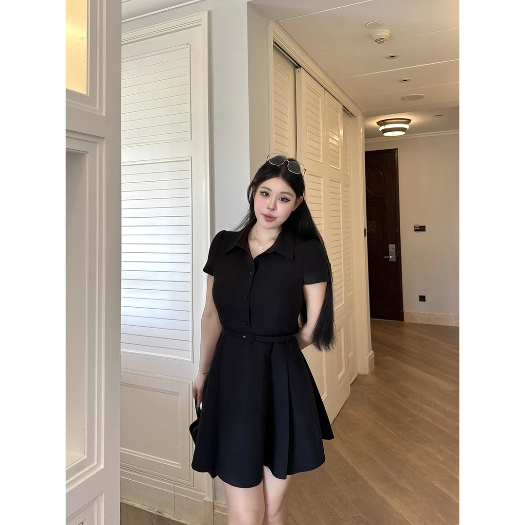 黑泽玄七“慕尼黑情书”夏季显瘦收腰通勤法式时尚气质短款连衣裙女