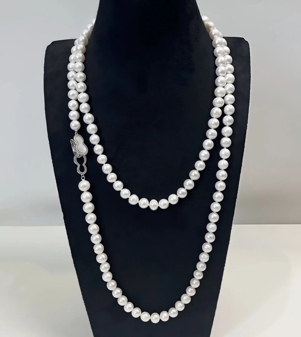 【珠公子】长款无核珍珠项链/毛衣链8-9mm