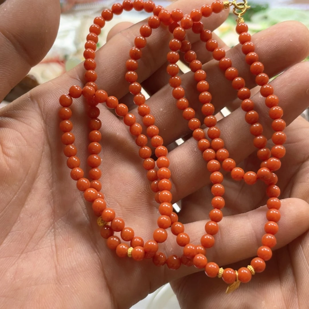南红玛瑙18K金镶嵌颈饰