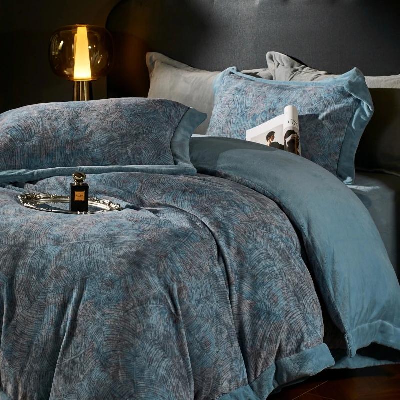 高端牛奶绒被套冬季2024新款床单加绒四件套床上加厚双面绒珊瑚绒