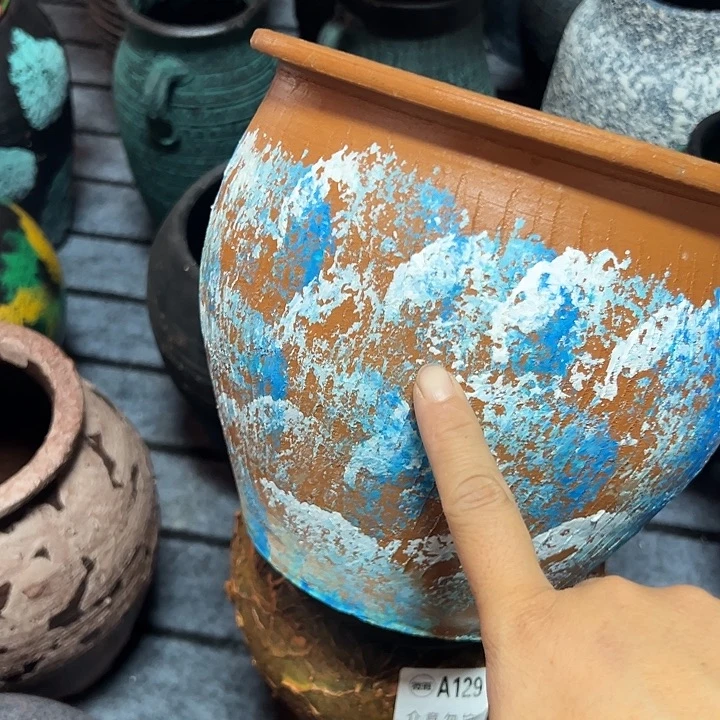 粗陶盆有孔高18口21