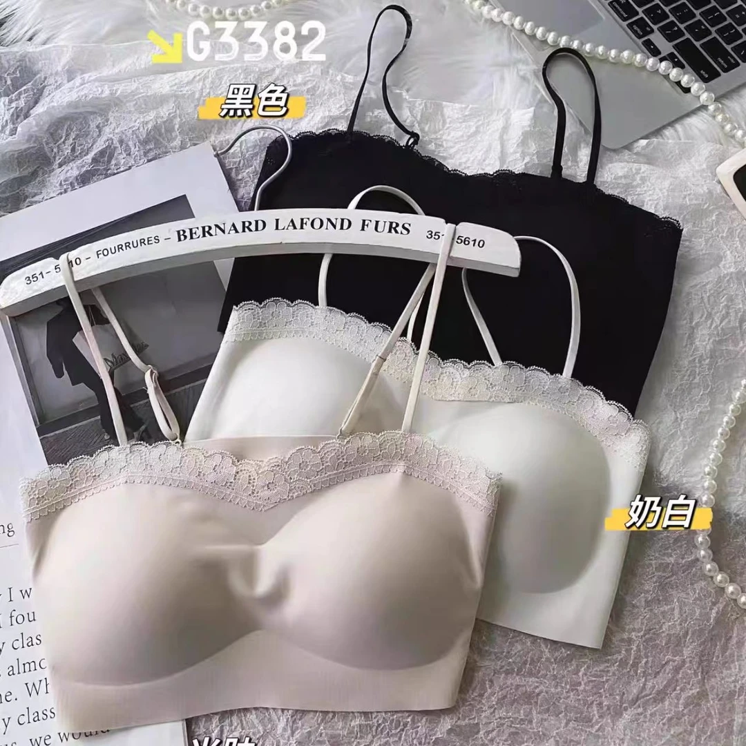 睿夕【蕾丝密语0.2】1.4公分一字蕾丝领美背防走光抹胸式背心