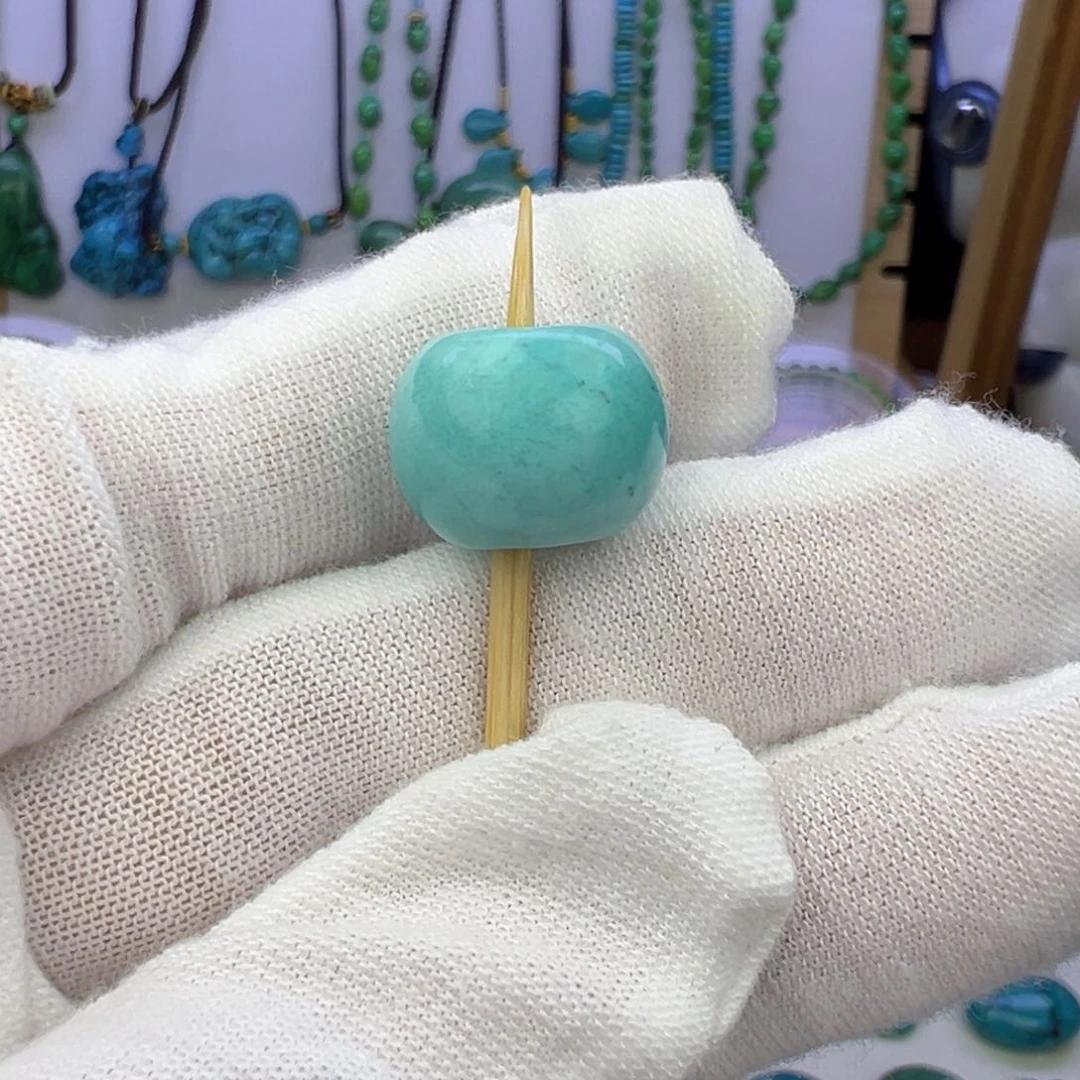 绿松石蓝料桶珠15.1mm兰