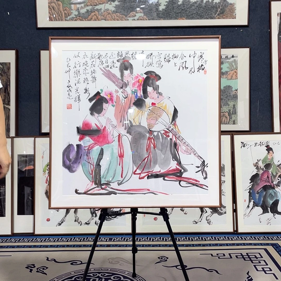 国画手绘画作品带框80-80厘米