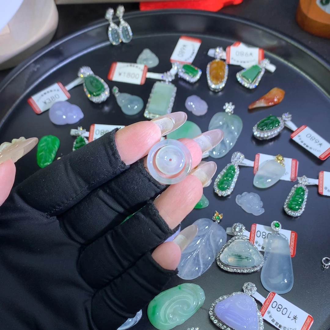 翡翠未镶嵌吊坠(不含链)飘花同心扣