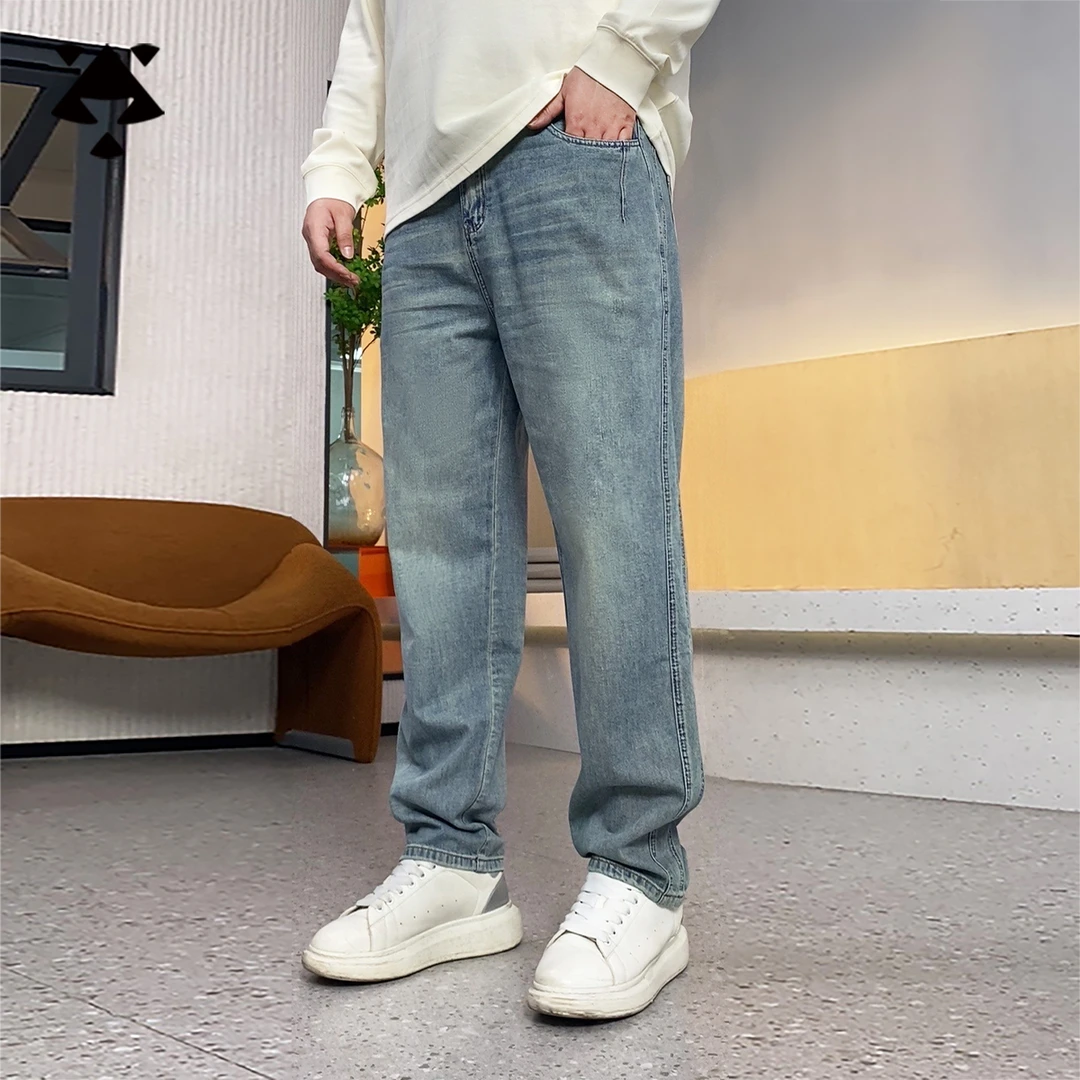 【做旧水洗】200斤大码高端男装百搭透气水洗做旧潮流显瘦软牛仔