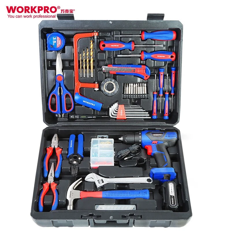 万克宝W009082N锂电工具套装160件家用多功能装修工具12V锂电钻