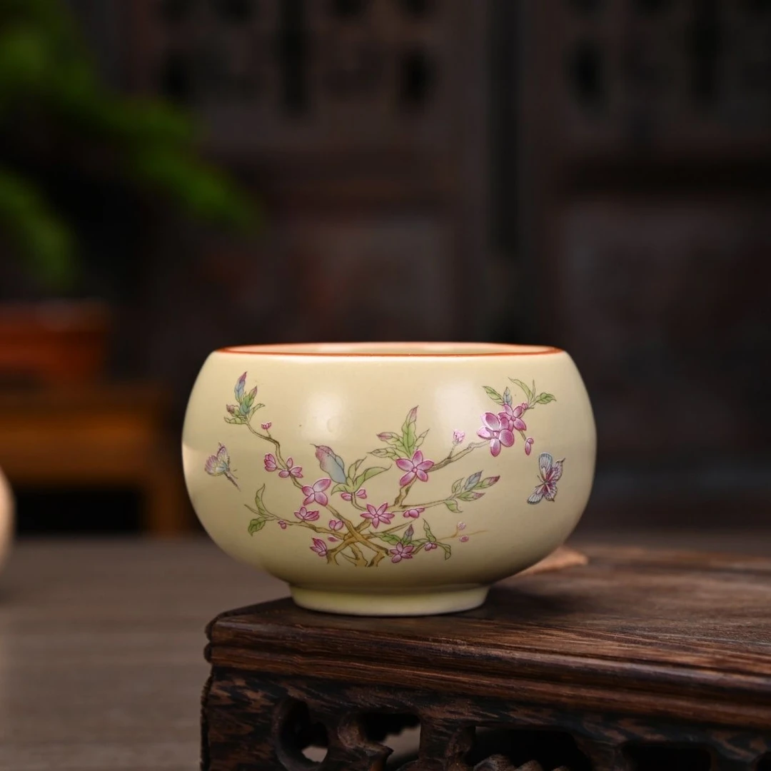 桃花罗汉主人杯功夫茶具家用品茗杯陶瓷可养适合品茗单杯家用