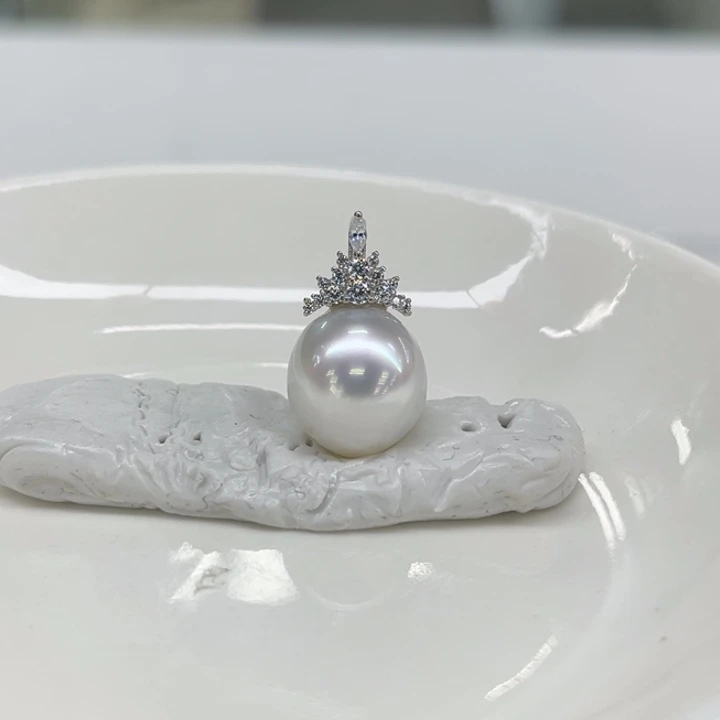 吊坠(不含链)银S925镶嵌海水珍珠11-12m